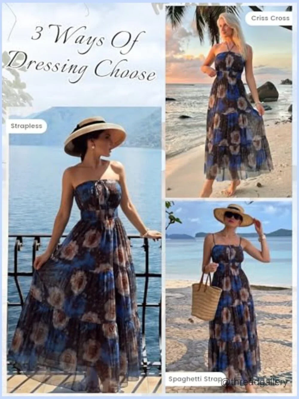 Strapless Boho Maxi Dress with Mesh Layers for Summer Beach Wedding - Picture 2 of 7